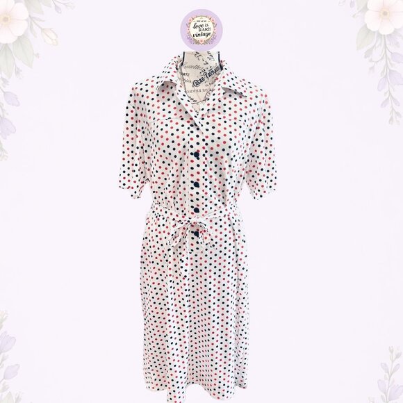 Americana Knitting Mills of Miami, Inc. Dresses & Skirts - Vintage 1970s Polka Dot Midi Dress • Americana Knitting Mills Miami • HTF